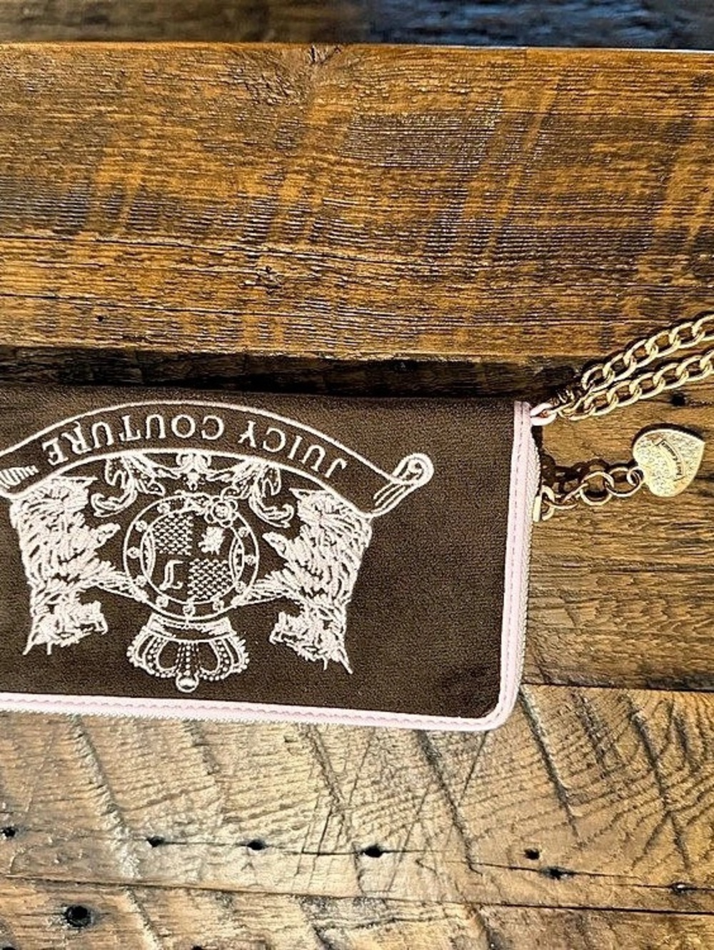 Juicy Couture Wallet with Chain in Pink & Brown